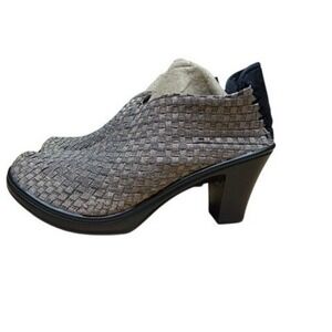 "Bernie Mev"  Woven Ankle Boots Metallic Pewter Bronze Block Heel 41 SZ 10